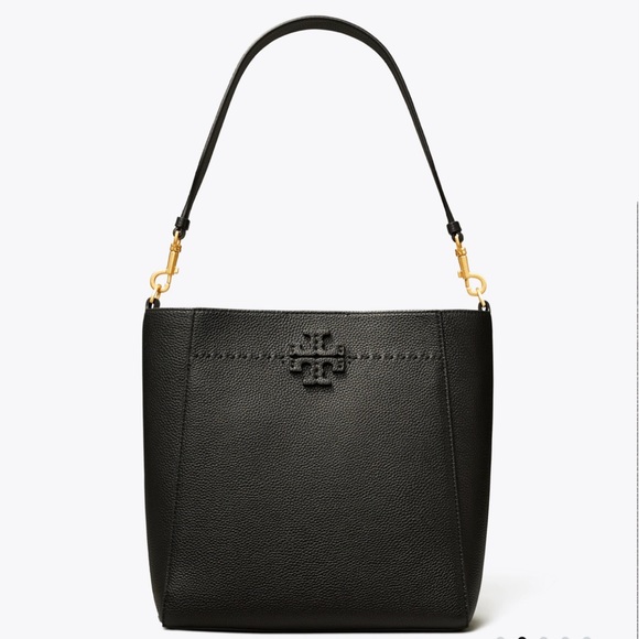 Tory Burch Handbags - Tory Burch McGraw Black Leather Hobo Bucket Bag